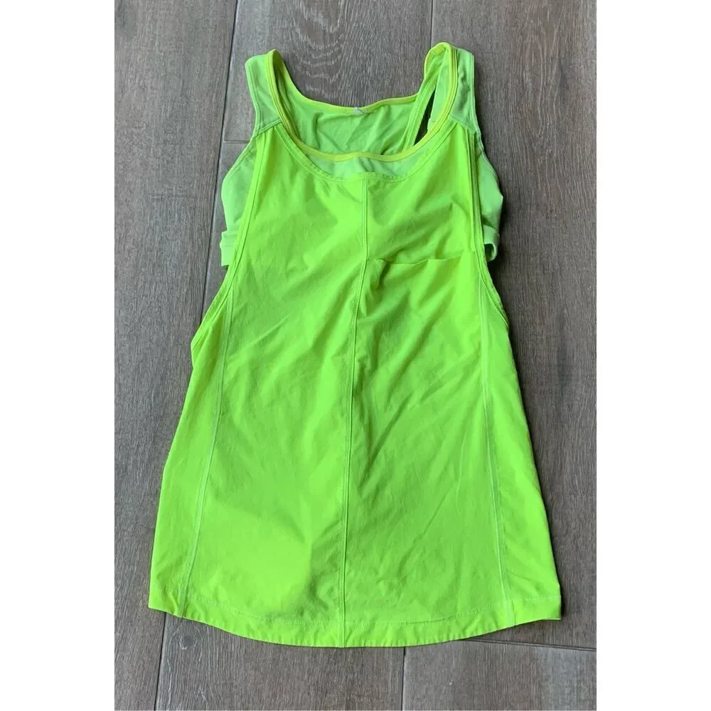 Lululemon Run For The Money Highlighter Yellow SPORT BRA TANK TOP sz 4